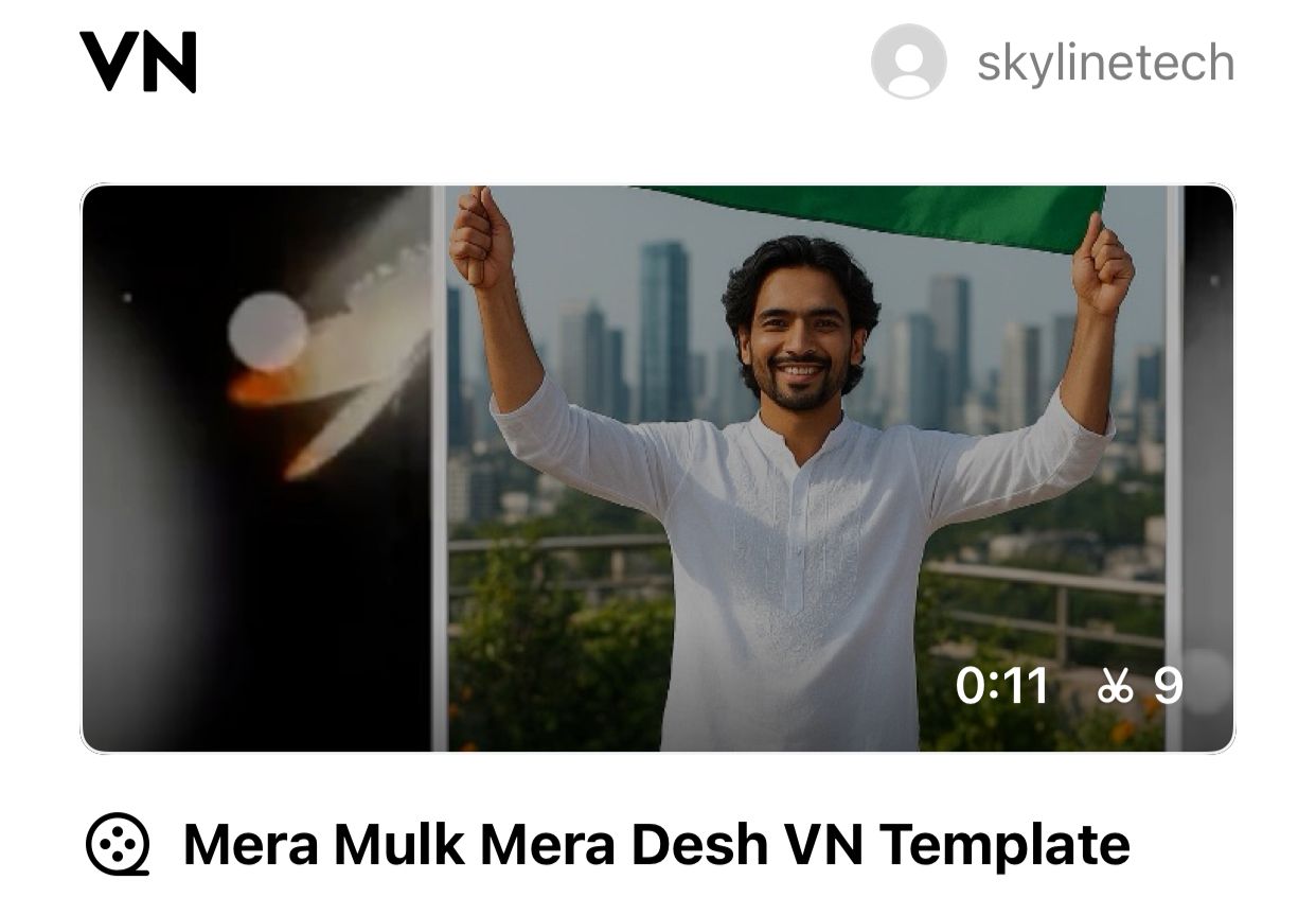 Mera Mulk Mera Desh — 15 August Special VN Code Template (One-Click Download)