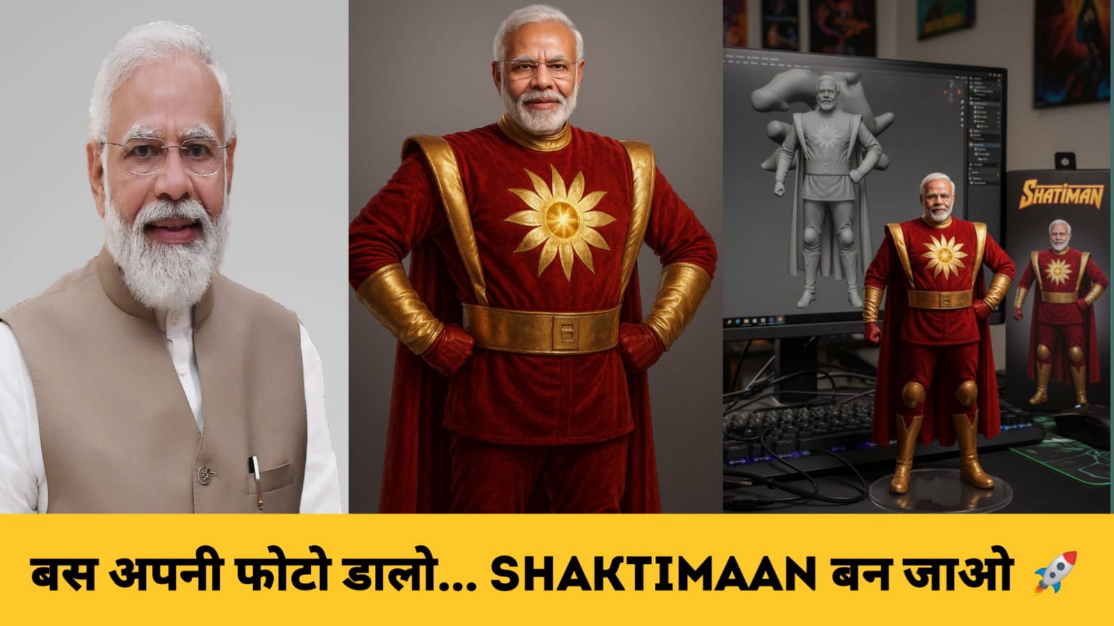Shaktimaan Costume Photo & Action Figure AI Guide Tutorils Prompts