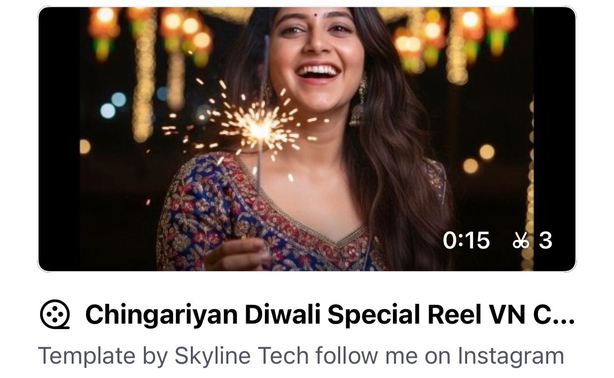 Diwali REEL Edit on Chingariya Song THEME VN CODE TEMPLATE