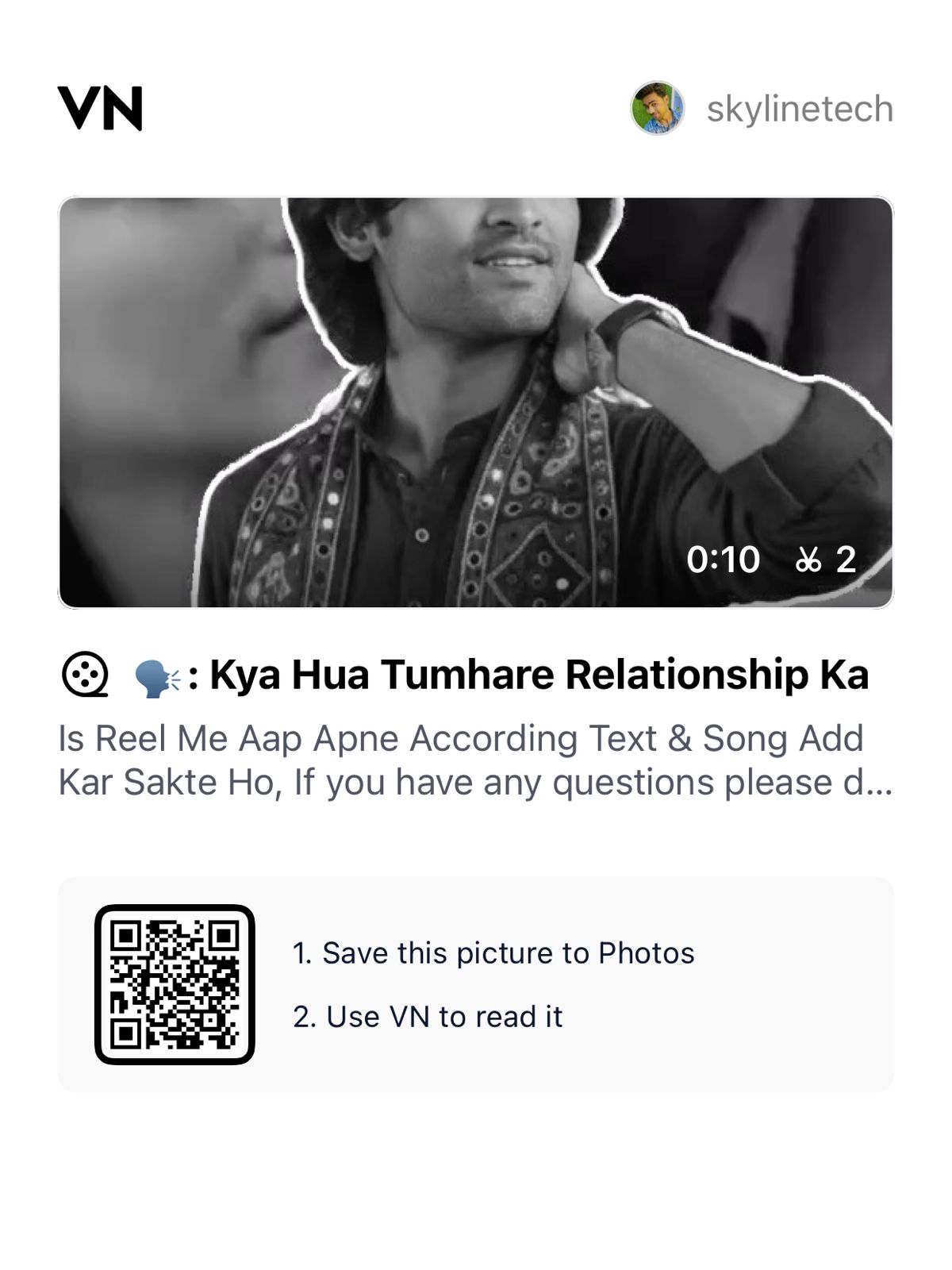 Kya Hua Tumhare Relationship Ka Reel VN Code Template