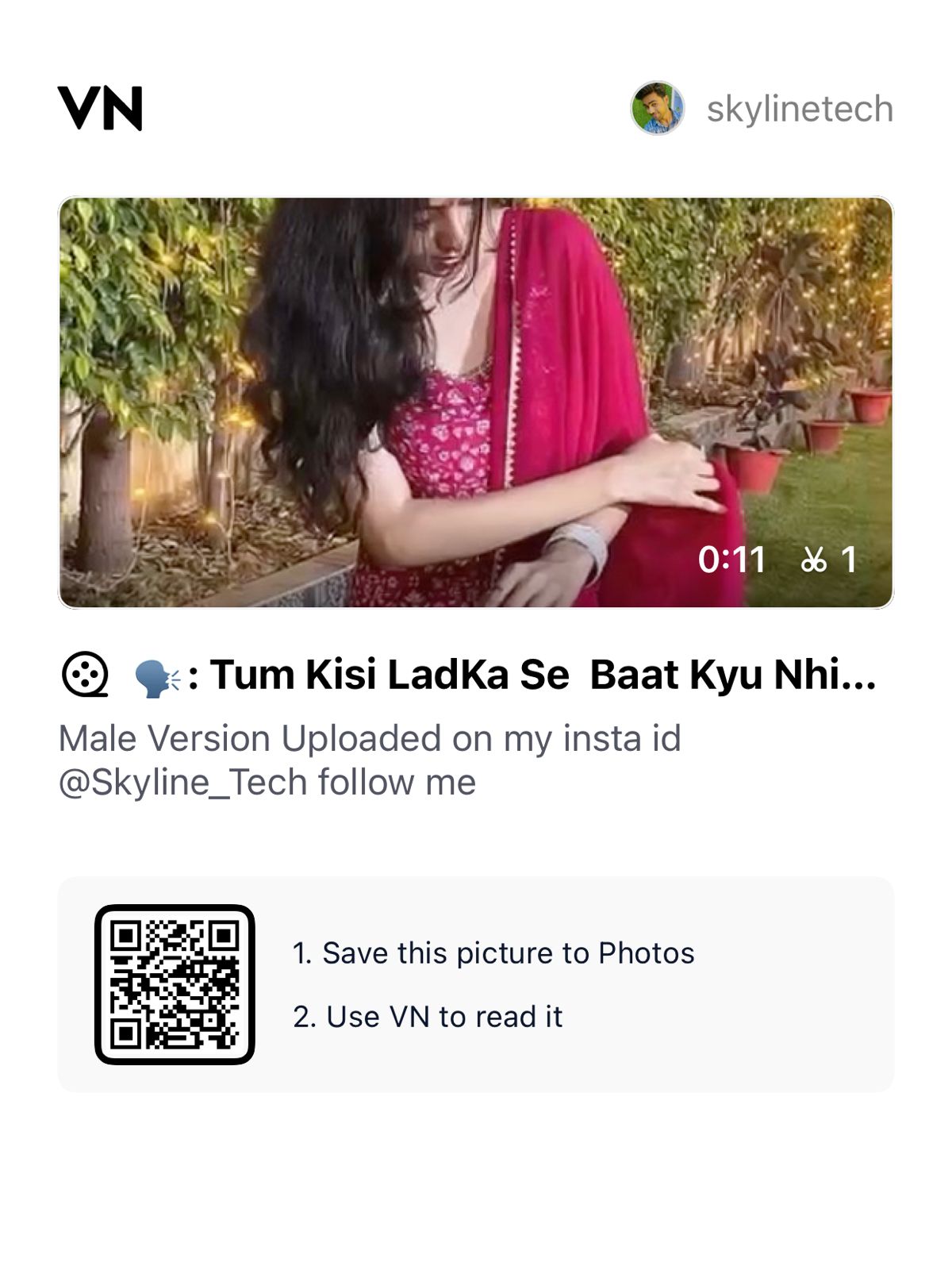 Tum Kisi Ladka Se Baat Kyu Nhi Karti Reel VN Code Template