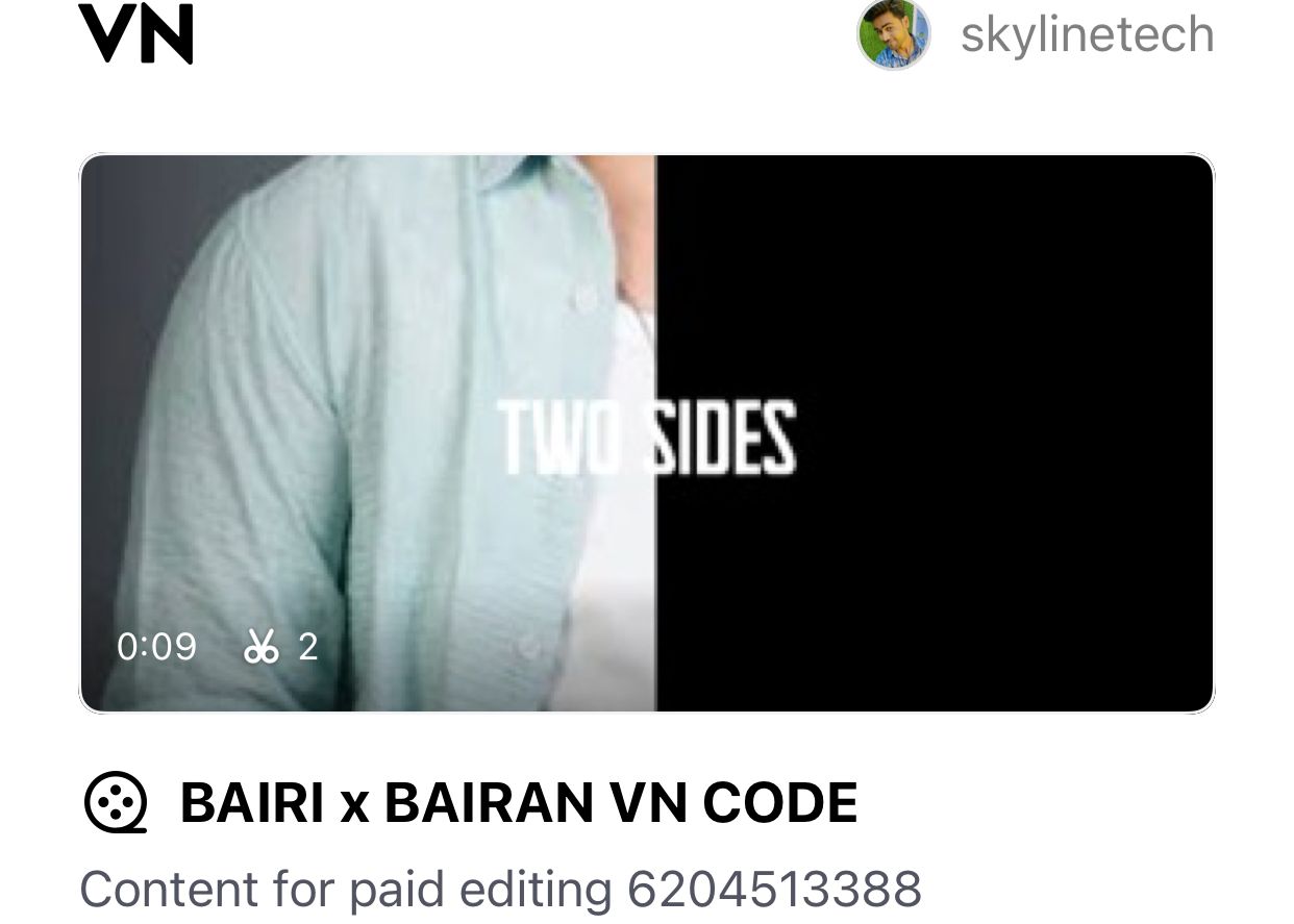 Bairi x Bairan VN Code Template – Trending Beat Sync Reel Edit 2026